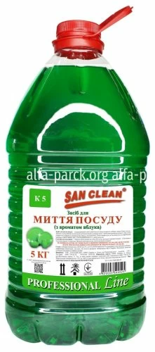 Засіб для миття посуду "San Clean" (яблуко),5л (артикул: 070407042) купити в розділі «Миючі та чистячі засоби».