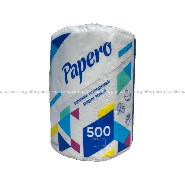 Рушник паперовий Papero Джамбо 500 аркушів (артикул: 070100077) купити в розділі «Паперові серветки та рушники».
