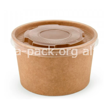 Супница низкая, бумажная 480 мл крафт, с крышкой (артикул: 010470135) купить в разделе «Бумажные крафтовые супницы».