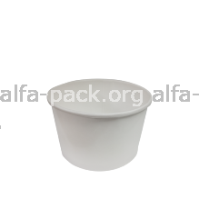 Супница бумажная 240 мл белая, с крышкой (артикул: 010470147) купить в разделе «Бумажные крафтовые супницы».