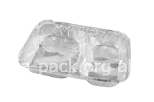 Харчовий одноразовий алюмінієвий контейнер R80L, двосекціонний (артикул: 010600137) купити в розділі «Алюмінієва харчова одноразова упаковка».