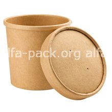 Супница бумажная 470 мл крафт, с бумажной крышкой  (артикул: 010470142) купить в разделе «Бумажные крафтовые супницы».