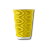 Гофрированный стакан желтый, волна 175 (артикул: 062500020) купить в разделе «Бумажные гофрированные стаканчики».