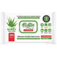 Серветки вологі для прибирання FlyFix Aloe, 100 шт (артикул: 070100095) купити в розділі «Пакувальні матеріали та госптовари».