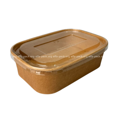 Контейнер овальний Крафт 500 мл. 120*170*45 (артикул: 010460204) купити в розділі «Паперові крафтові салатники».