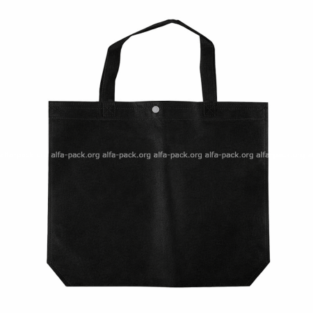 Шопер спанбонд ламінований з кнопкою 35*38*10 чорні (артикул: 030005006) купити в розділі «Сумки зі спанбонду / сумки-шопери / еко-сумки».