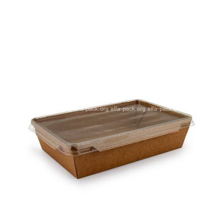 Контейнер крафт1200 мл с пластиковой крышкой (артикул: 010460331) купить в разделе «Бумажные крафтовые салатники».