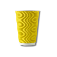 Гофрований стакан жовтий, хвиля 175 (артикул: 062500020) купити в розділі «Паперові гофровані стаканчики».