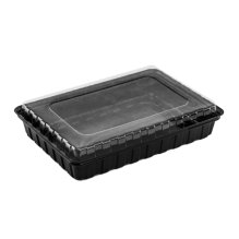 ОригХарчовий одноразовий пластиковий контейнер для суші ПС-61 з кришкою (чорне дно + прозора кришка), 1500 мл, 278×195×40 мм (артикул: 010100135) купити в розділі «Пластикова упаковка для суші».