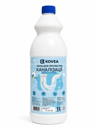 Средство для прочистки канализации и труб "KOVEA" 1000 мл (артикул: 0000005) купить в разделе «Для ванных комнат».