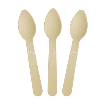 Ложка одноразова дерев`яна 110 мм (артикул: 060800087) купити в розділі «Одноразові столові прилади».