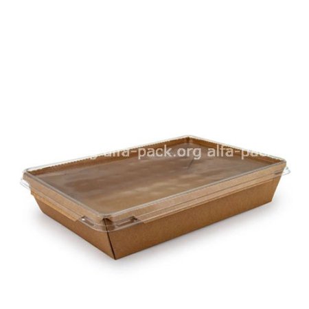 Контейнер прямокутний паперовий 750 мл (артикул: 010460327) купити в розділі «Паперові крафтові салатники».